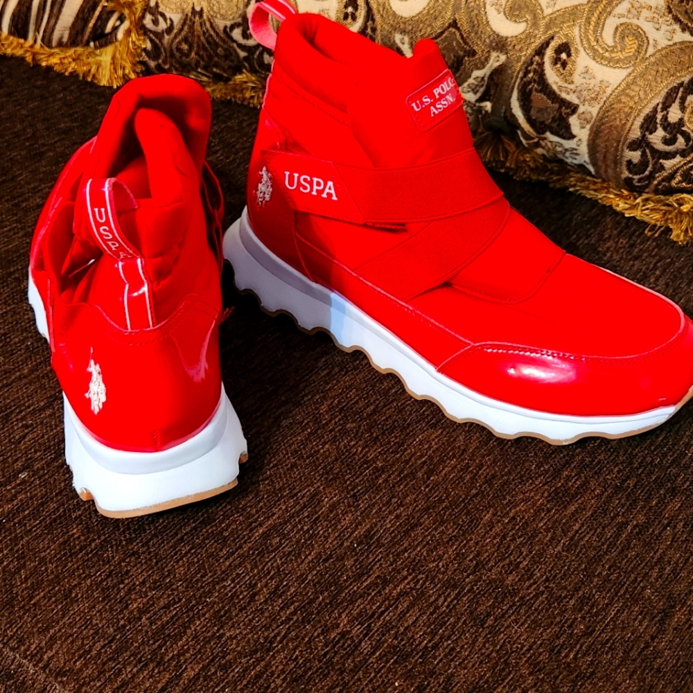 Vibrant Red High-Top Sneakers